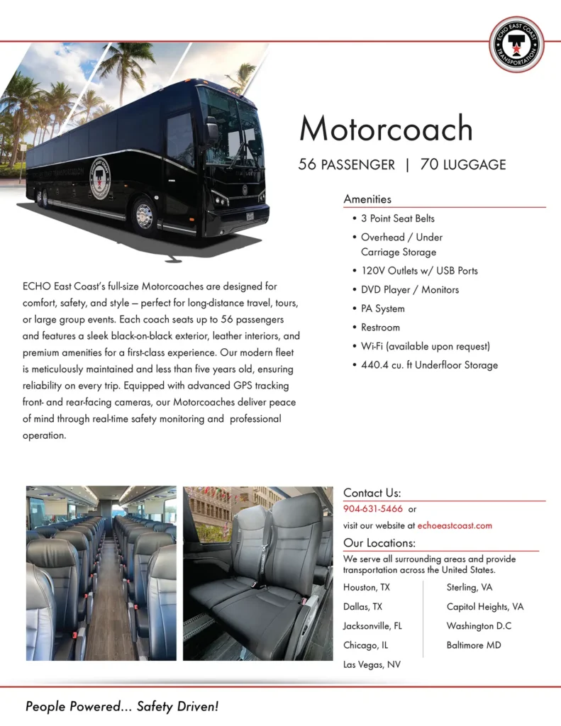 Motorcoach cutsheet