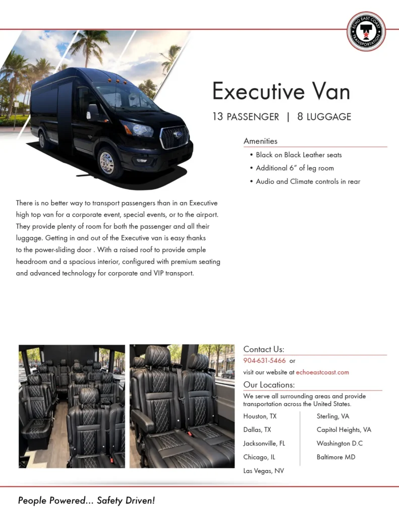 Executive Van cutsheet