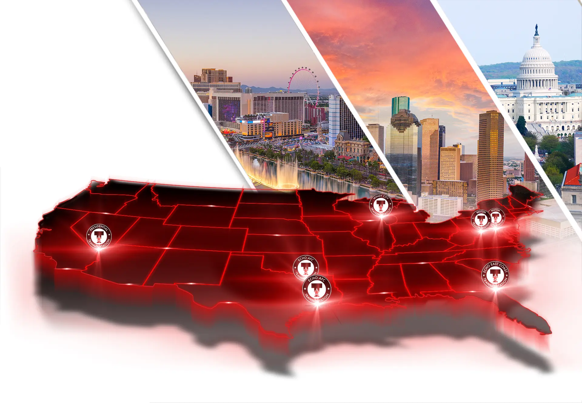 Red and black wireframe map of the United States.